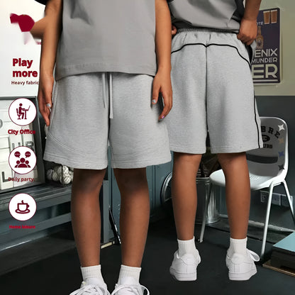 Children's cotton shorts in solid colours with loose fit for sports and casual wear