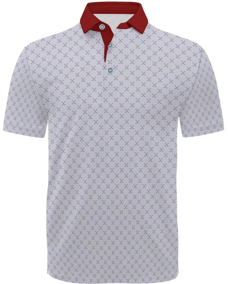 Men's short sleeve t-shirt with 3D printed pattern and silver zip decorations on polyester mesh fabric