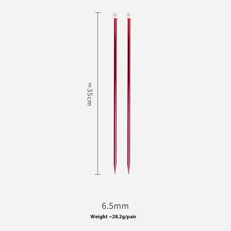 Crochet hook set with 13 sizes from 2.0mm to 10.0mm, each hook has a protective cap, showing lengthened 15cm shafts