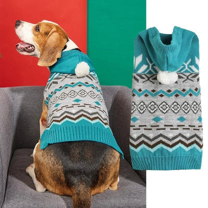 Classic diamond pattern pet sweater for dogs in blue colour