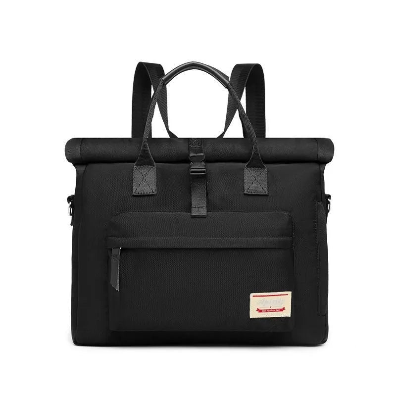 Shockproof laptop bag with waterproof nylon fabric in black colour showing protective inner liner