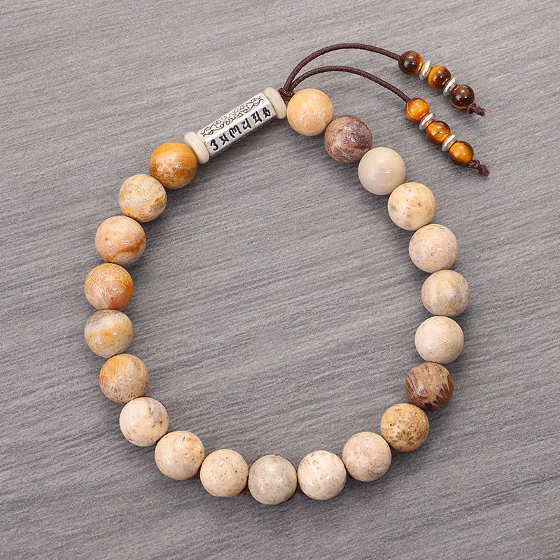 European and American style retro simple handmade bead bracelet, one-piece stone bracelet, wood colour decoration jewellery accessory with original design and artisanal production for casual wear and special occasions.