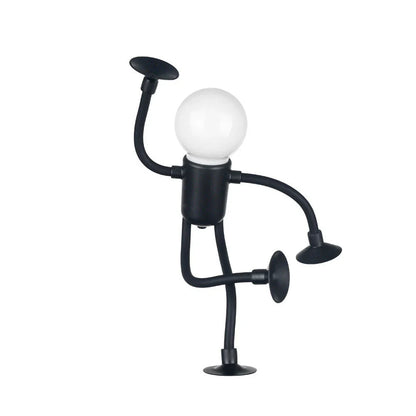 Adjustable night light with sportsman design, vacuum suction, and one-button operation for versatile desk or decor use