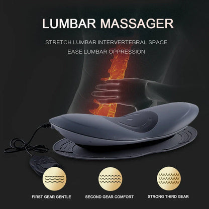 Premium lumbar support massage device with intelligent traction, heat therapy, and vibration massage functions for relieving back pain and muscle fatigue