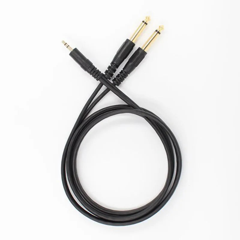 3.5mm to 6.5mm male-male audio cable with pure copper wire in black.