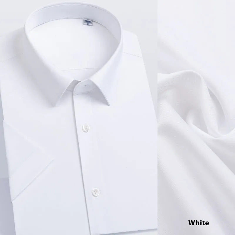 Men's long-sleeved mulberry silk business shirt in light blue with regular cut and cardigan style