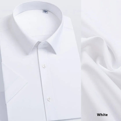 Men's long-sleeved mulberry silk business shirt in light blue with regular cut and cardigan style