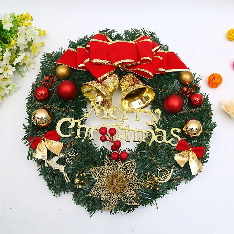 Wooden Christmas garland decoration in red and green festive styles, 30cm long.