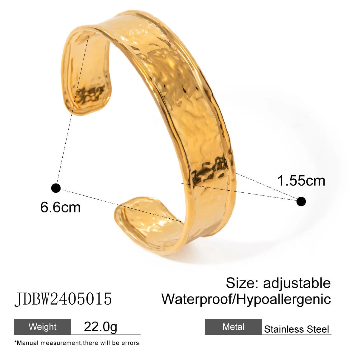 Stainless steel adjustable wings ring with a non-fading electroplated finish.