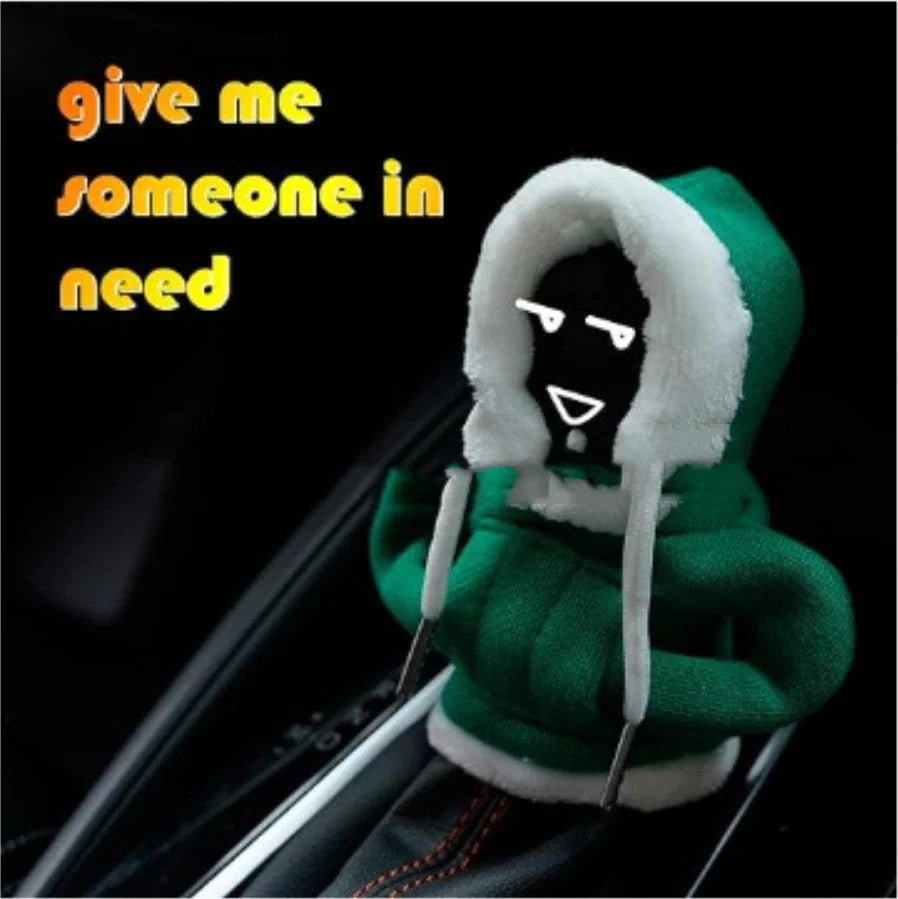 Christmas hoodie car gearshift cover in red and green