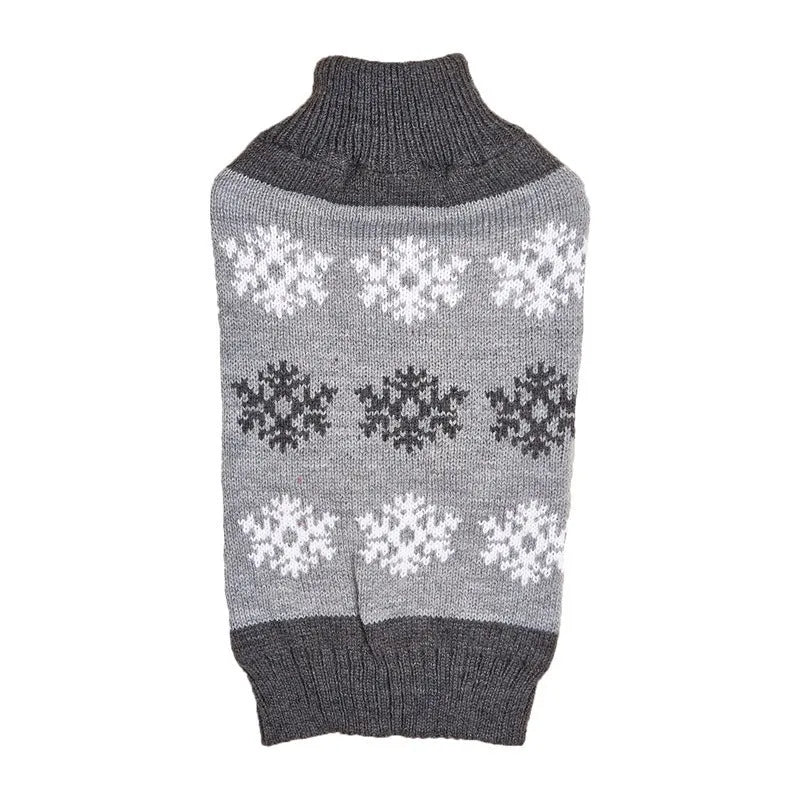 Dark brown and grey snowflake pattern dog Christmas sweater for winter pet clothing