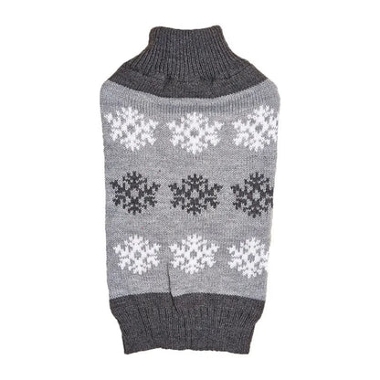 Dark brown and grey snowflake pattern dog Christmas sweater for winter pet clothing
