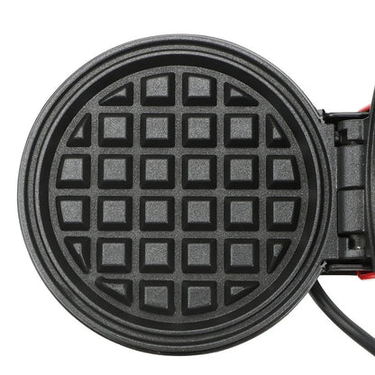 Red electric waffle maker measuring 10cm x 15cm x 20cm with EU plug and non-stick cooking surfaces