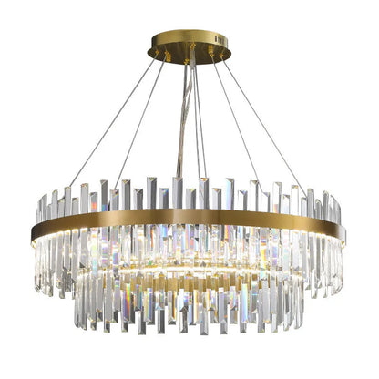 Multi-head crystal ceiling chandelier with stainless steel construction and adjustable height