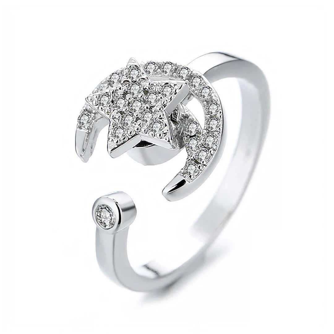 Women's adjustable rotatable butterfly ring with zircon inlay, available in multiple designs