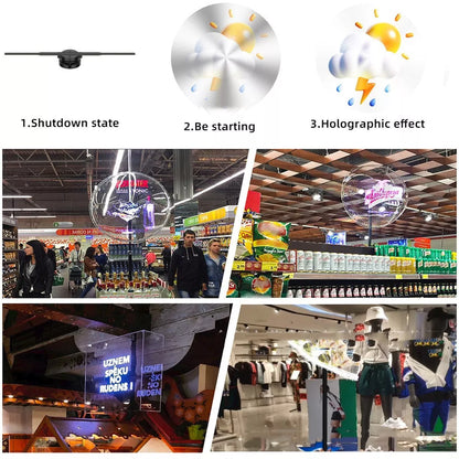 Stereo Rotating Suspension Naked Eye 3D Holographic Projector with universal bright standards