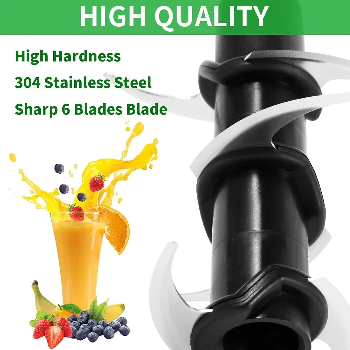 304 stainless steel replacement knife seat and six-stack blade set for slow juicers, dimensions 10x21 cm.