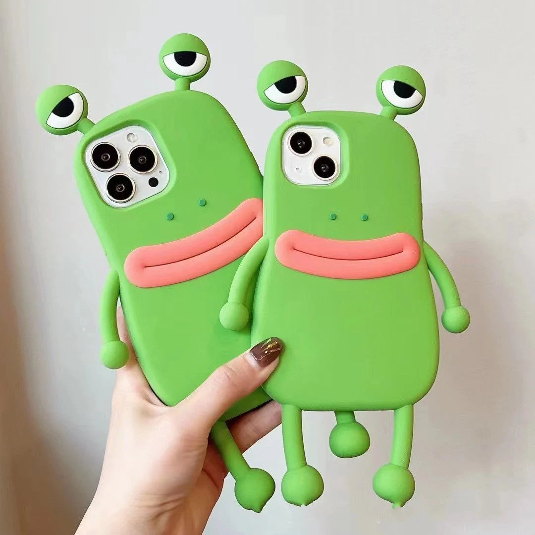Cartoon Cute Shockproof Bumper Cover for iPhone with 3D frog design