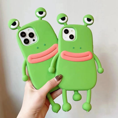 Cartoon Cute Shockproof Bumper Cover for iPhone with 3D frog design
