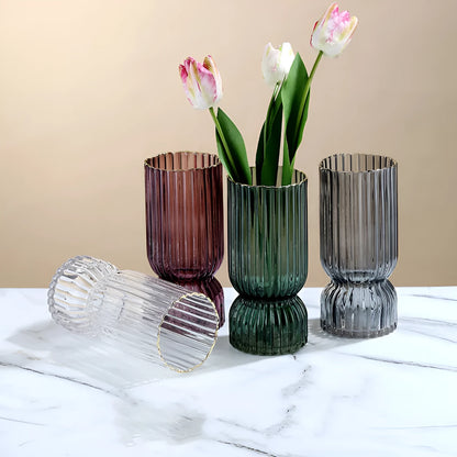 Electroplated glass vase with gold edge trim in chrysanthemum colours for modern home decoration