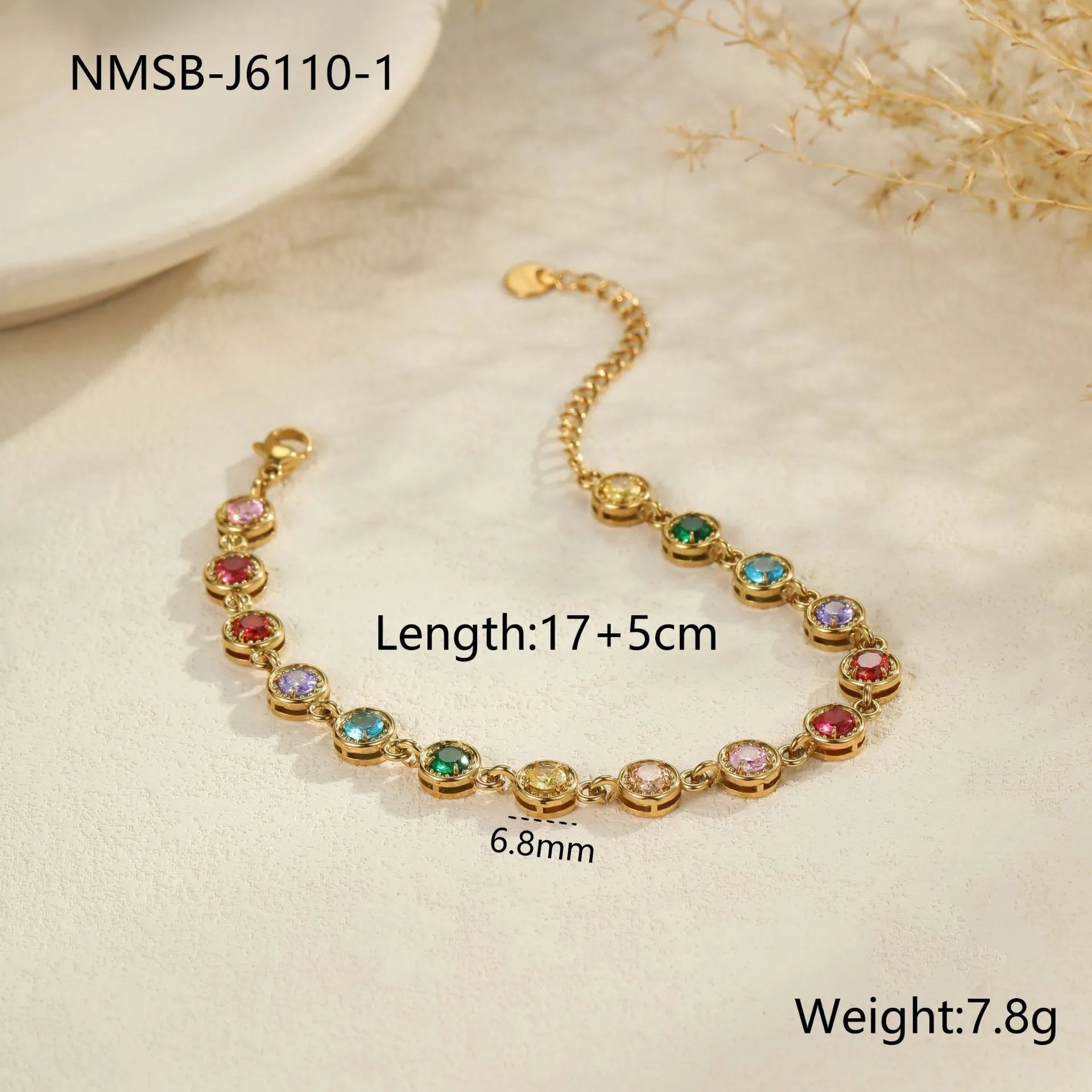 Women's stainless steel bracelet with 18K gold electroplating in heart, circle, and square geometric styles