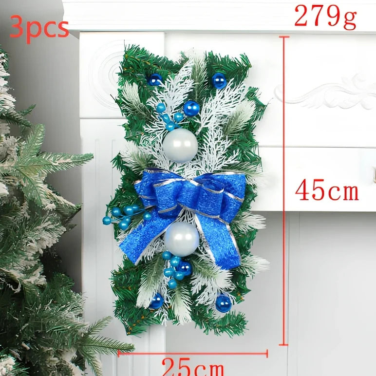 Red upside down glowing Christmas tree plastic door curtain pendant, 100-150cm height, lightweight hanger for holiday decor
