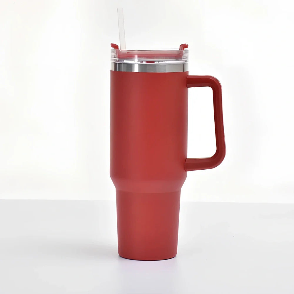 304 stainless steel vacuum cup with double-wall insulation showing 40oz capacity and 26cm height dimensions