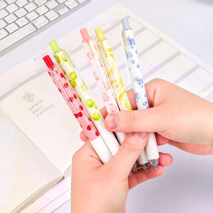 Fruit scented pressurised gel pen with 0.5mm black ink and plastic barrel