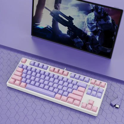 87-key wired mechanical gaming keyboard with dual-colour keycaps and hot-swap switches