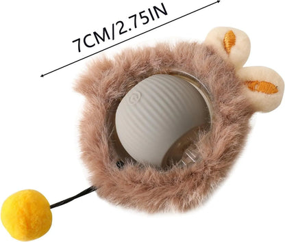 Interactive automatic rotating pet ball toy with string attachment for cats and dogs