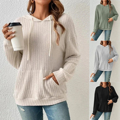 A stylish and comfortable hooded sweatshirt with drawstring and pockets, available in various colors.