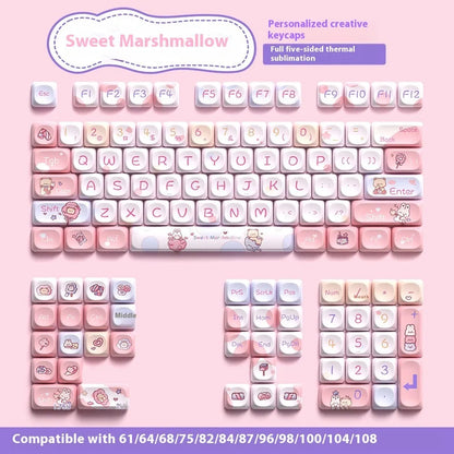 Sweet Cotton Candy gradient PBT keycap set for mechanical keyboards, showing pink to blue colour transition.