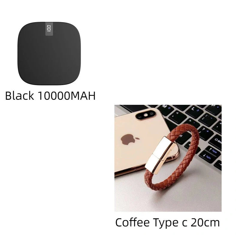 10000mAh mini power bank with digital display showing battery percentage