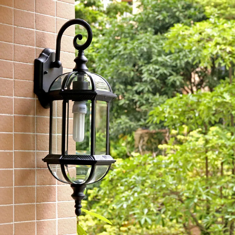 Gold and black outdoor waterproof aluminium wall lamp for courtyard and store decoration