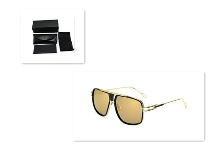 Men's square UV400 sunglasses with 59mm lens width, plastic and metal frame, goggle style