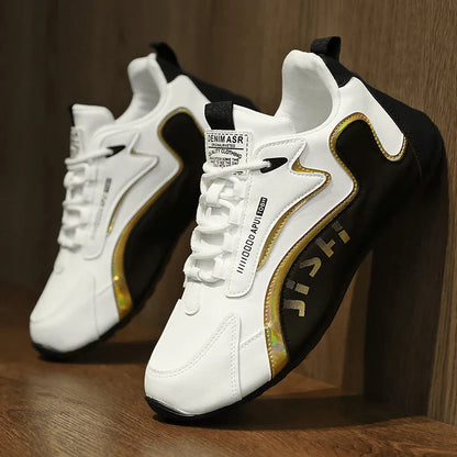 Stylish lace-up sneakers with colorblock design, breathable mesh, and non-slip sole for active men
