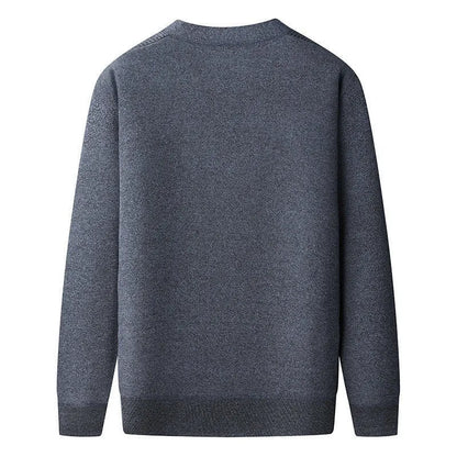 Men's dark grey batwing sleeve cardigan with wool lining shown on a hanger