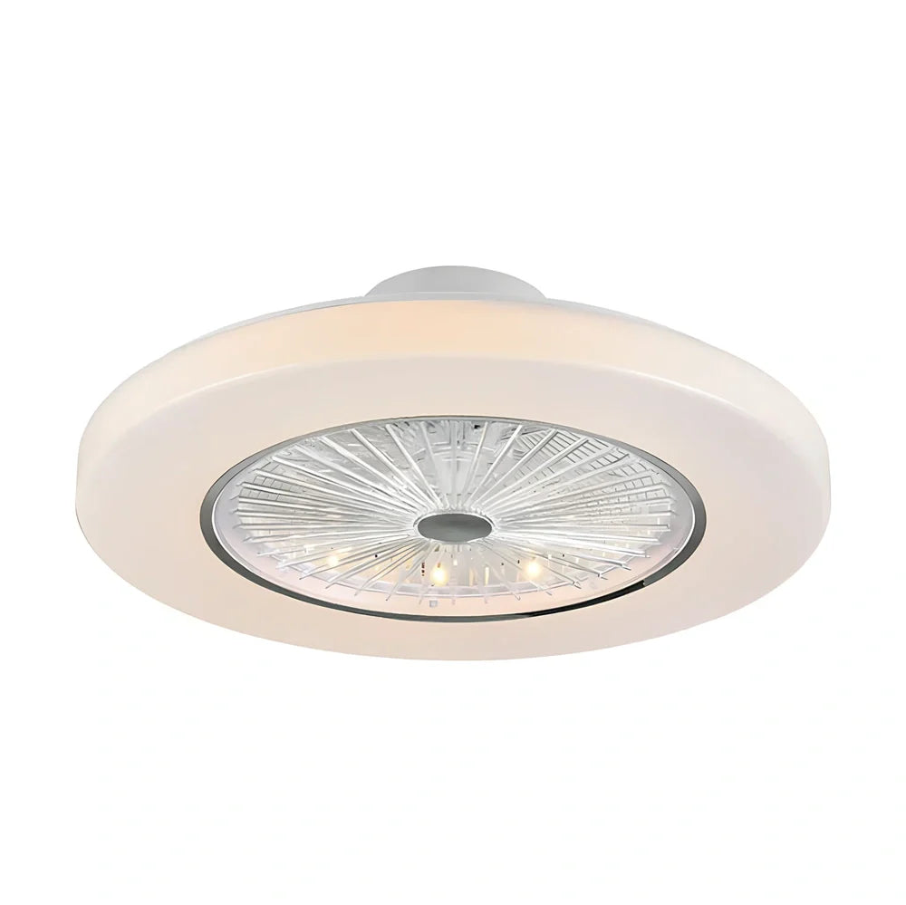 58cm European style overhead fan lamp with metal blades, acrylic shade, and remote for quiet air purification in living rooms