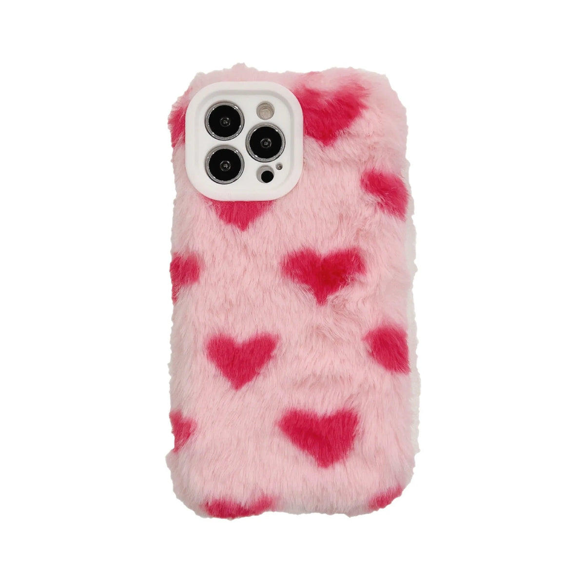 Pink silicone iPhone case with a cartoon design on the back