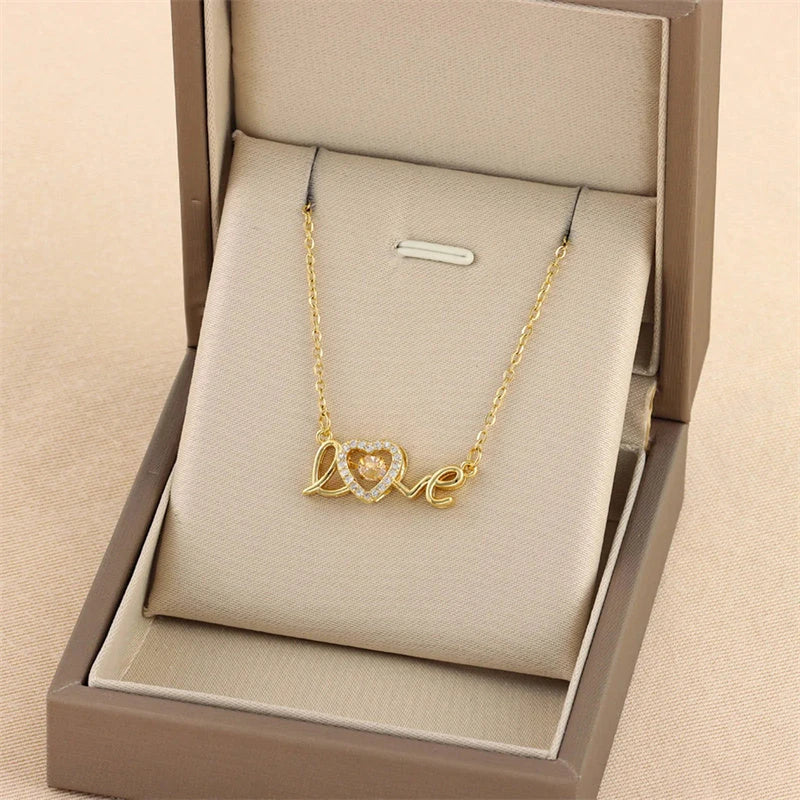 Fashionable titanium steel necklace with a sleek and modern design, a perfect accessory for the stylish woman