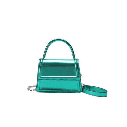 Retro horizontal square PU crossbody bag in multiple colours with sewn detail.