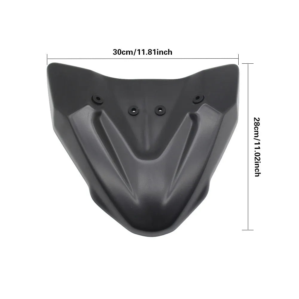 Black ABS plastic fixed front wing for KTM 390 and 790 Adventure motorcycles.