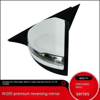 Mercedes-Benz W205 C-Class replacement rearview mirror assembly in ABS plastic.