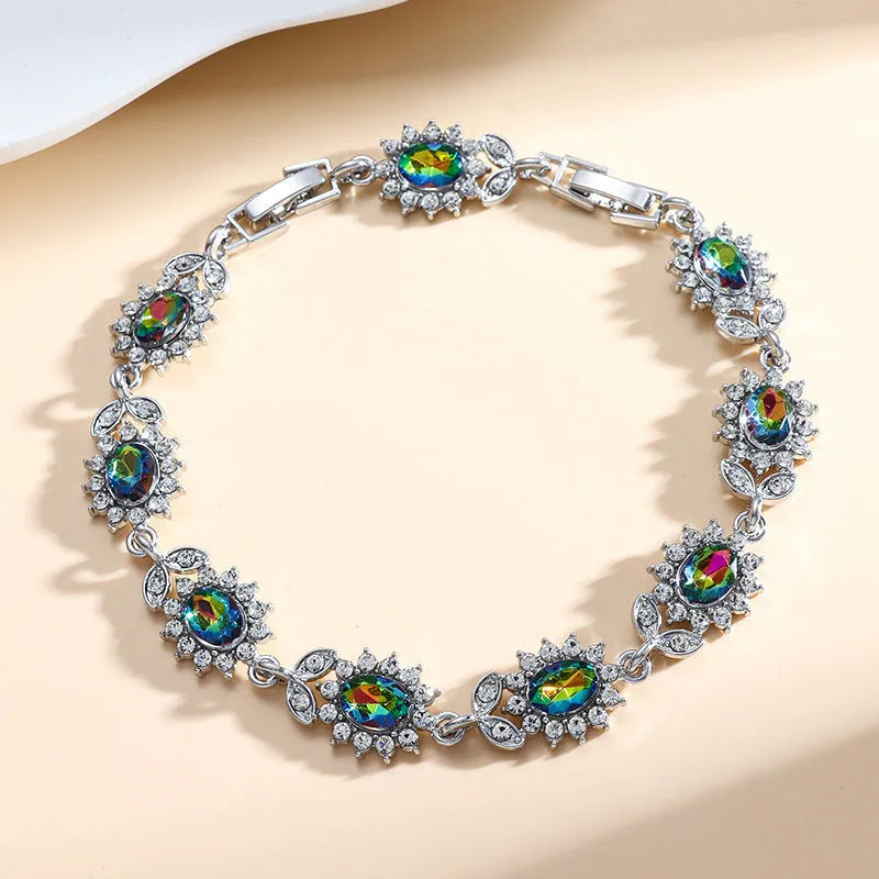 Women's simple inlaid zircon electroplated eco alloy fashion bracelet, 9 colour options