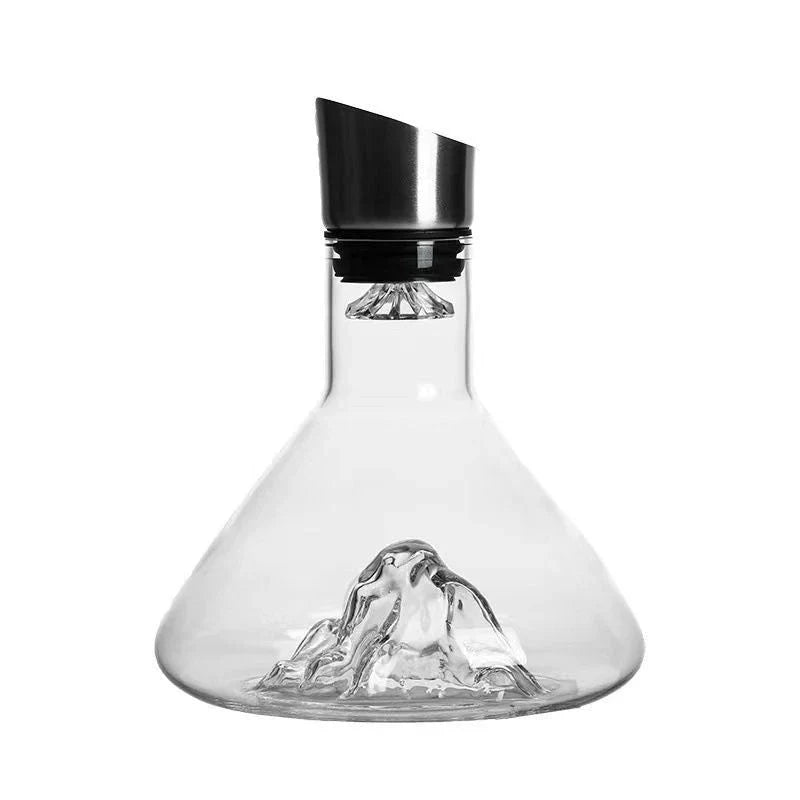 Elegant lead-free crystal glass wine decanter with iceberg-inspired design, enhancing the flavor and aroma of your favorite wines