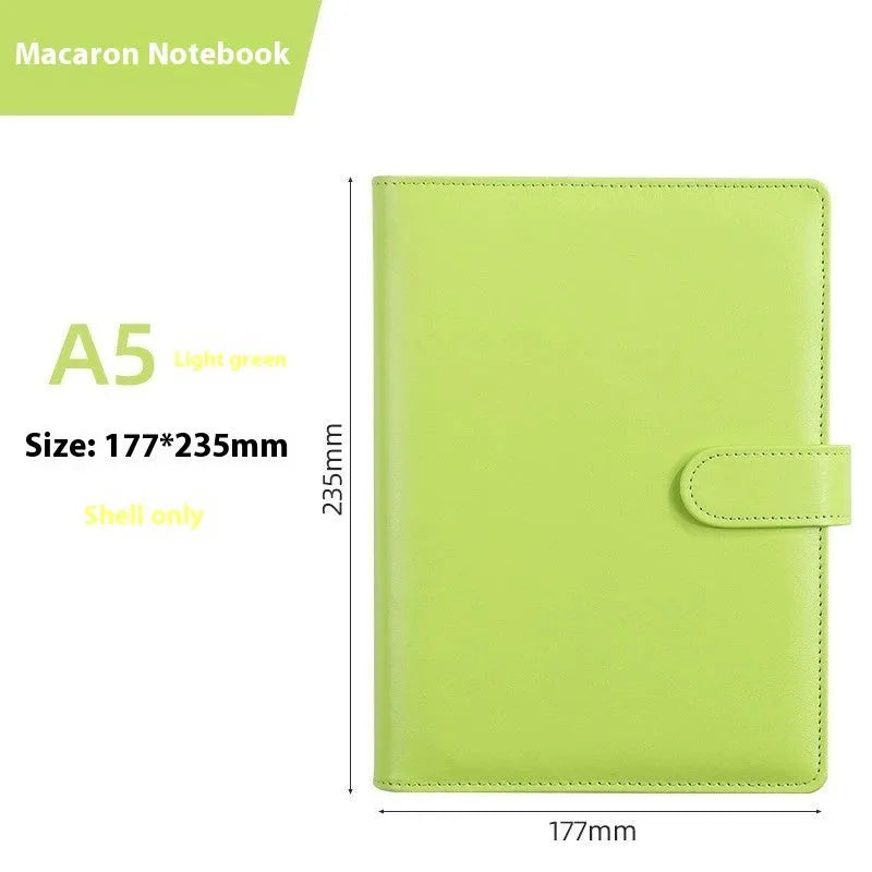 A5 PU leather notebook binder shell with zipper closure in a solid colour.