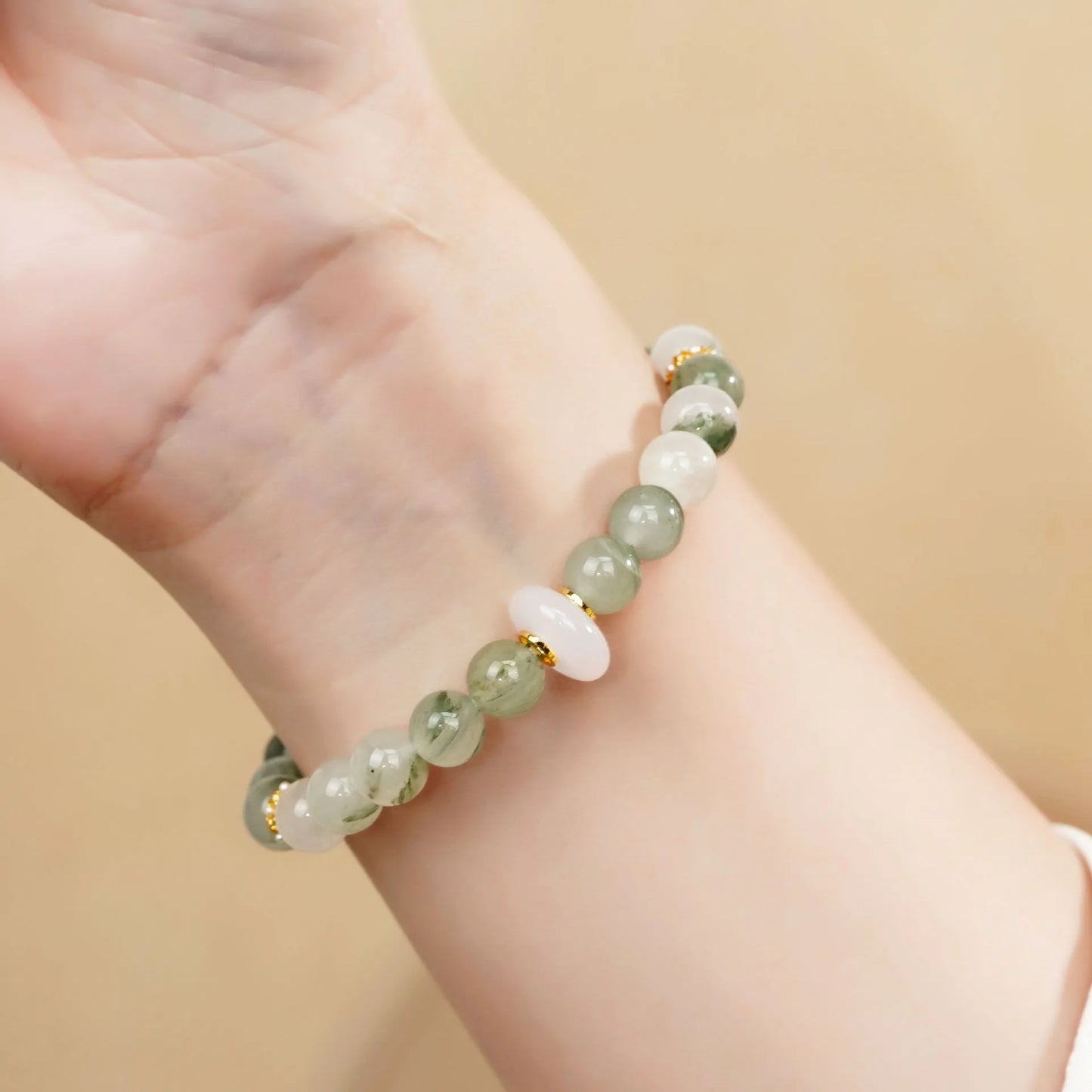 Light green emerald half bracelet for women with Tian Shan Cui material and national style round elements