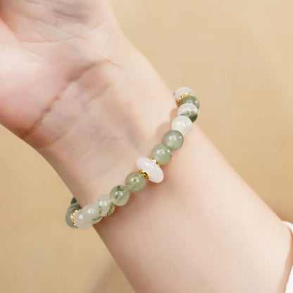 Light green emerald half bracelet for women with Tian Shan Cui material and national style round elements