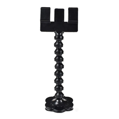 Black pet photography tool with rotating clip and phone holder for attracting pet attention during photos