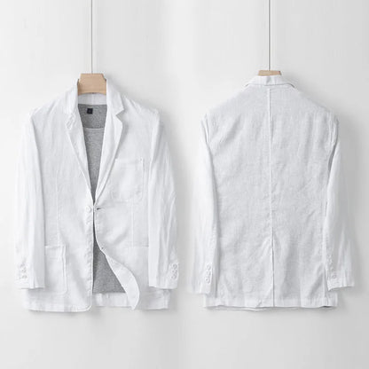 Men's casual linen suit jacket in loose fit available in five solid colours